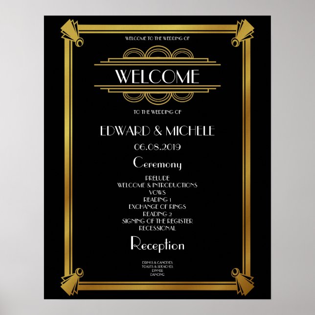 Art Deco Gatsby Wedding wedding poster (Front)