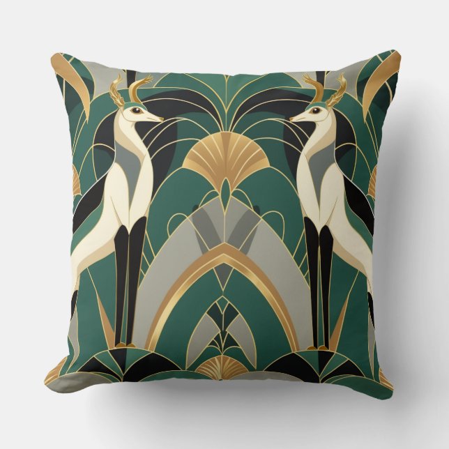 Art Deco Gazelle Elegance Cushion (Front)