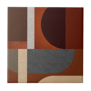 Art Deco Geometric Art - Leather Texture Ceramic Tile