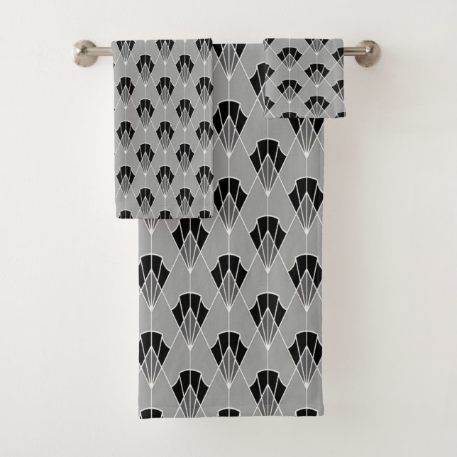 Art Deco Geometric Bath Towel Set (Insitu)