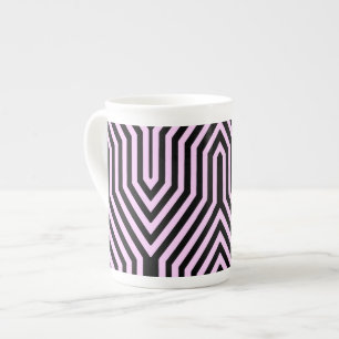 Art Deco Geometric - black and pink Bone China Mug
