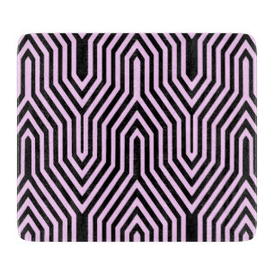 Art Deco Geometric - black and pink Cutting Board
