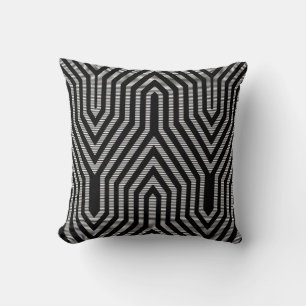 Art Deco Geometric - black and white Cushion