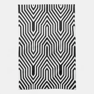 Art Deco Geometric - black and white Tea Towel