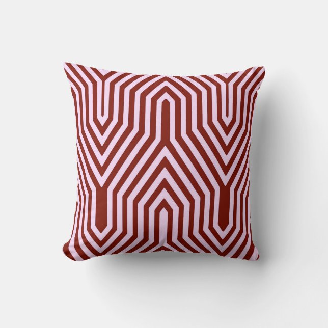 Art Deco Geometric - burgundy and pink Cushion (Front)