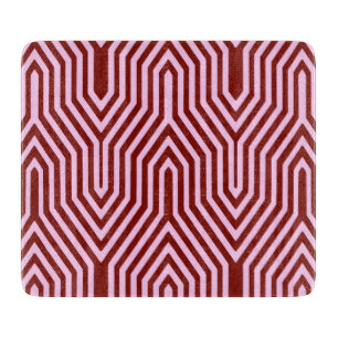 Art Deco Geometric - burgundy and pink Cutting Board