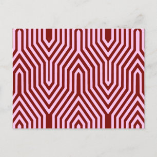 Art Deco Geometric - burgundy and pink Postcard