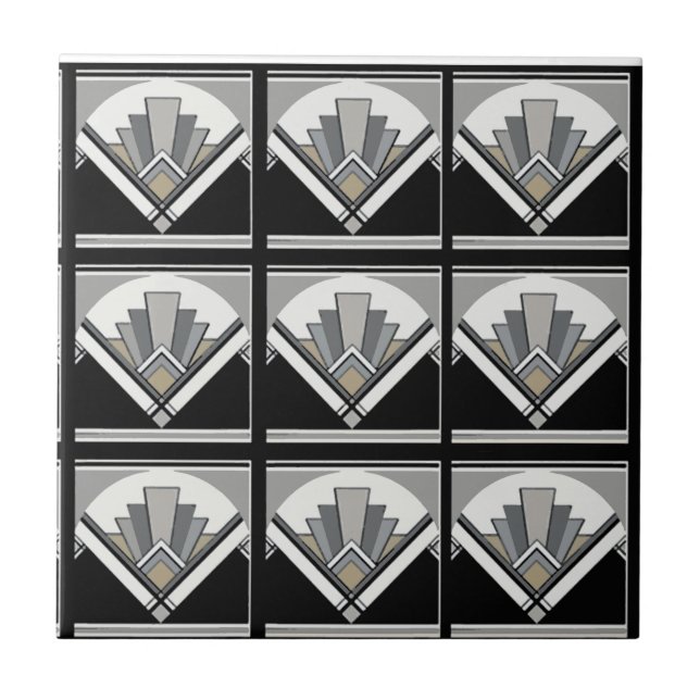 Art Deco geometric Ceramic Tile (Front)