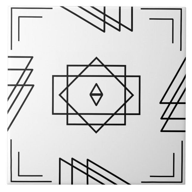 Art Deco Geometric Ceramic Tile (Front)