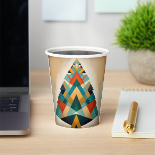 Art Deco Geometric Christmas Triangle Branches Paper Cups