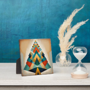 Art Deco Geometric Christmas Triangle Branches Plaque