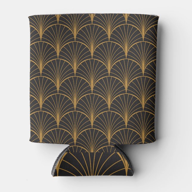 Art Deco Geometric Circles Pattern Can Cooler (Front)