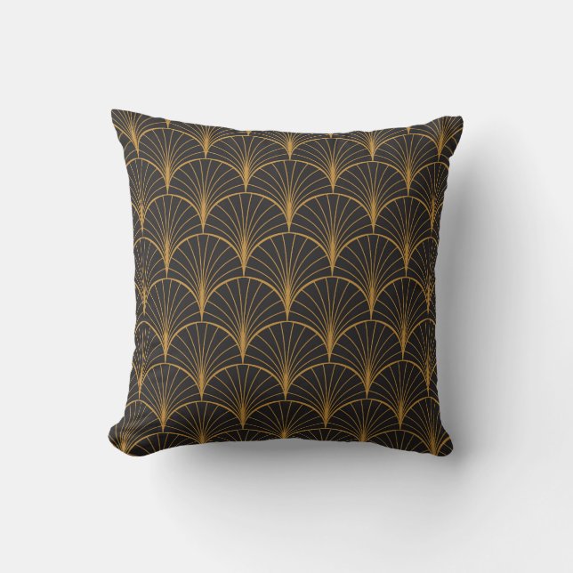 Art Deco Geometric Circles Pattern Cushion (Front)