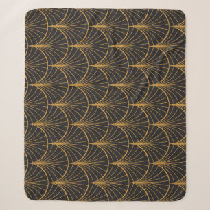 Art Deco Geometric Circles Pattern Sherpa Blanket
