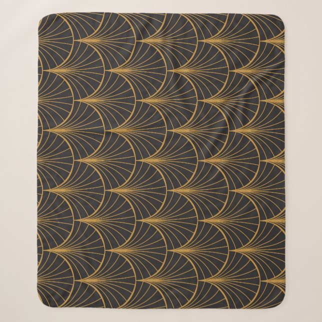 Art Deco Geometric Circles Pattern Sherpa Blanket (Front)