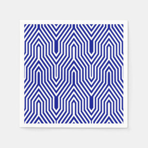 Art Deco Geometric - cobalt blue and white Napkin