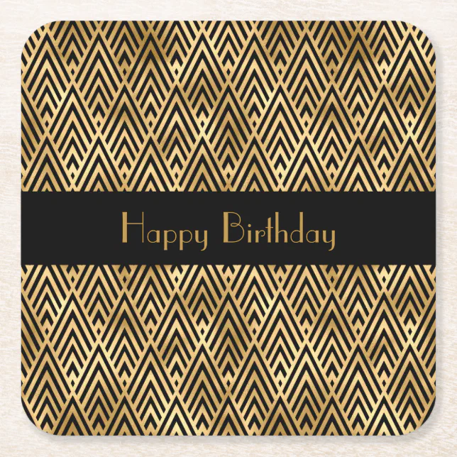 Postcode Coasters Art Deco Geometric Customisable Square Paper Coaster | Zazzle