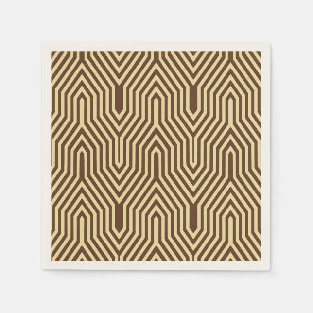 Art Deco Geometric - dark brown and tan Napkin (Front)