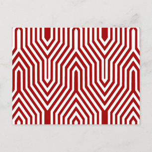 Art Deco Geometric - dark red and white Postcard
