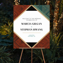 Art Deco Geometric Diamond Frame Welcome Sign