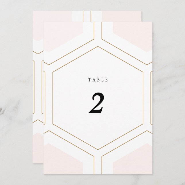 Art Deco Geometric Diamond Wedding Table Number (Front/Back)