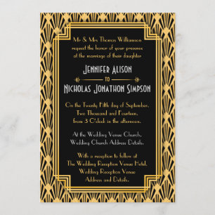 Art Deco Geometric Diamonds Pattern Wedding Invitation