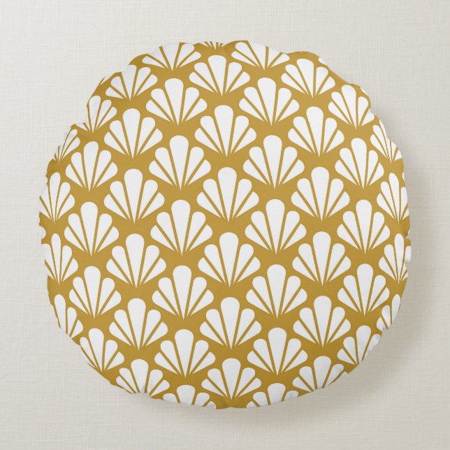 Art Deco, geometric floral seamless pattern. Round Cushion (Front)