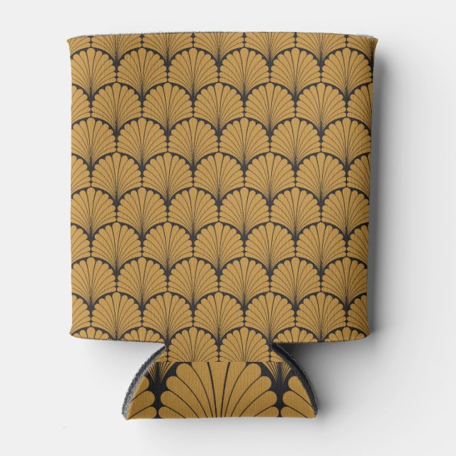 Art Deco Geometric Floral Texture Can Cooler (Front)
