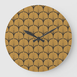 Art Deco Geometric Floral Texture Large Clock