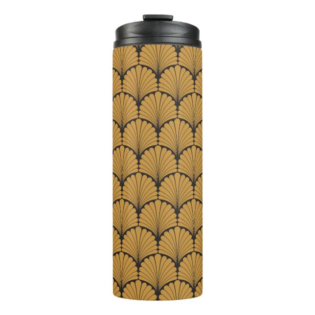Art Deco Geometric Floral Texture Thermal Tumbler (Front)