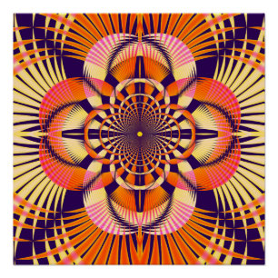 Art Deco Geometric Fractal Mandala Pattern Poster