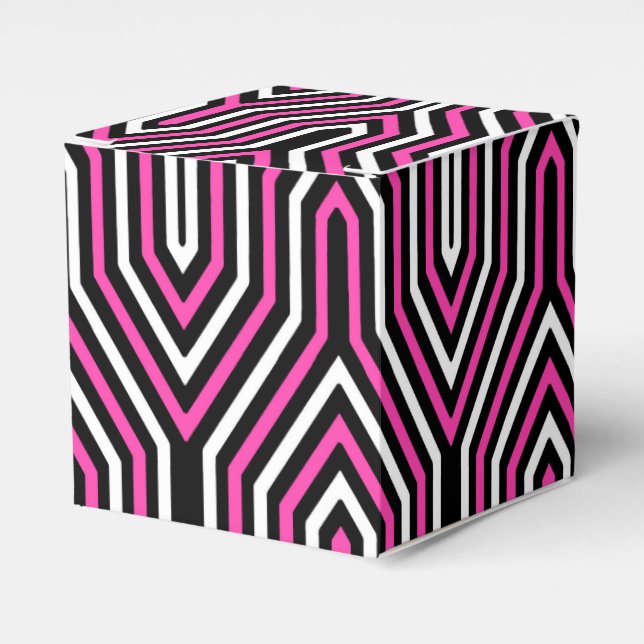 Art Deco Geometric - fuchsia pink, black and white Favour Box (Front Side)