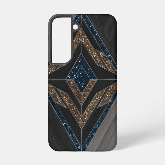Art Deco Geometric Glitter Samsung Galaxy S22 Case (Back)