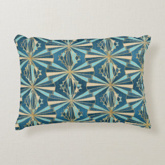 Art Deco Geometric Gold, Blue & Teal Luxury Glam Decorative Cushion