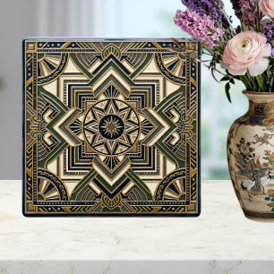 Art Deco Geometric Gold Green Blue Ceramic Tile
