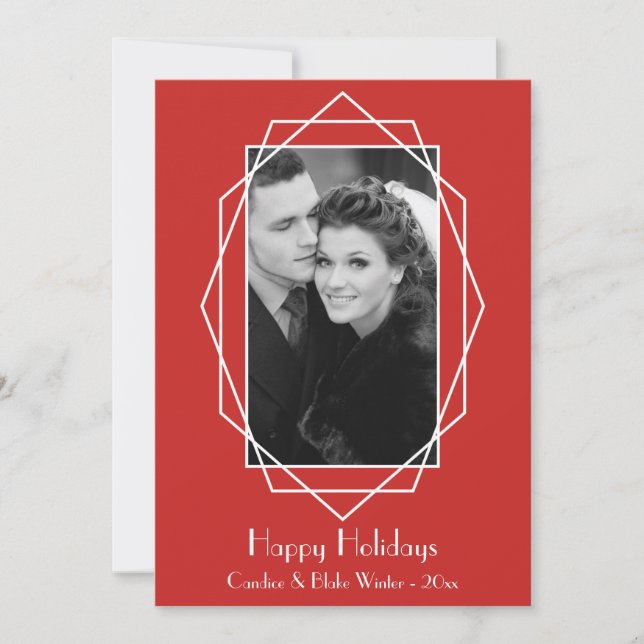 Art Deco Geometric Holiday Photo Card (Front)
