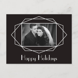Art Deco Geometric Holiday Photo Postcard Black