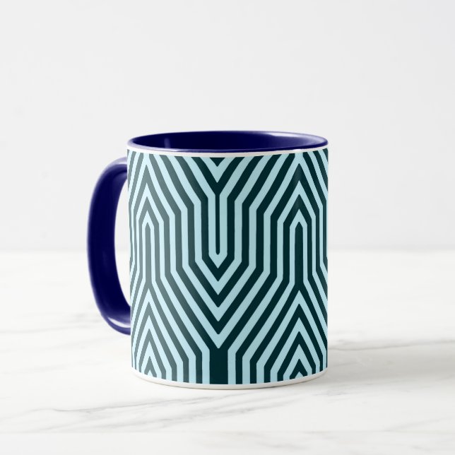 Art Deco Geometric - indigo and ice blue Mug (Front Left)