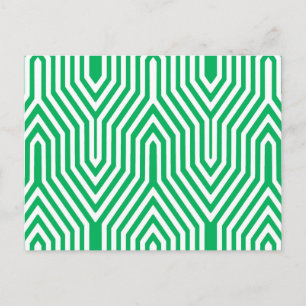 Art Deco Geometric - jade green and white Postcard