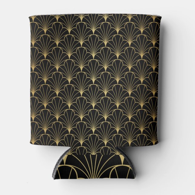 Art Deco, Geometric Leaves Classic. Can Cooler (Front)