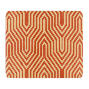 Art Deco Geometric - mandarin orange Cutting Board