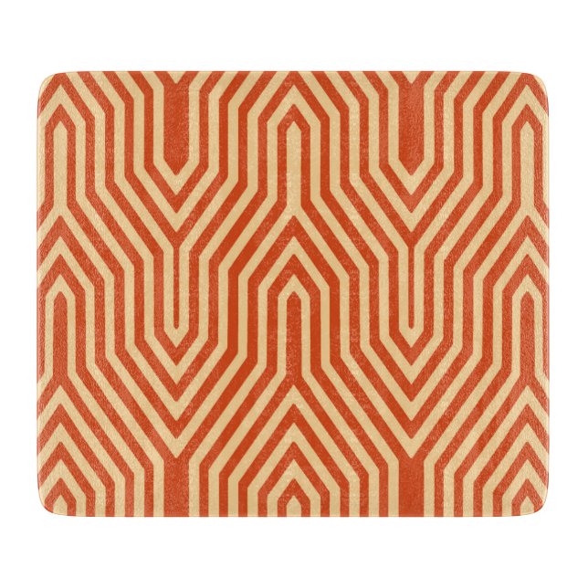Art Deco Geometric - mandarin orange Cutting Board (Front)