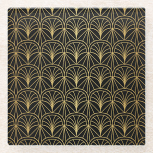 Art Deco Geometric Minimalistic Pattern Glass Coaster