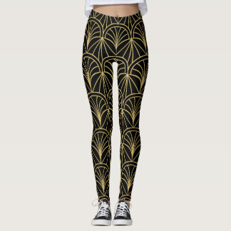 Art Deco Geometric Minimalistic Pattern Leggings