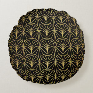 Art Deco Geometric Minimalistic Pattern Round Cushion