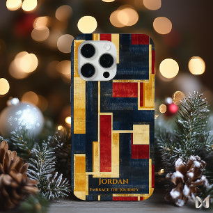 Art Deco Geometric  – Navy, Gold, and Red iPhone 15 Pro Max Case