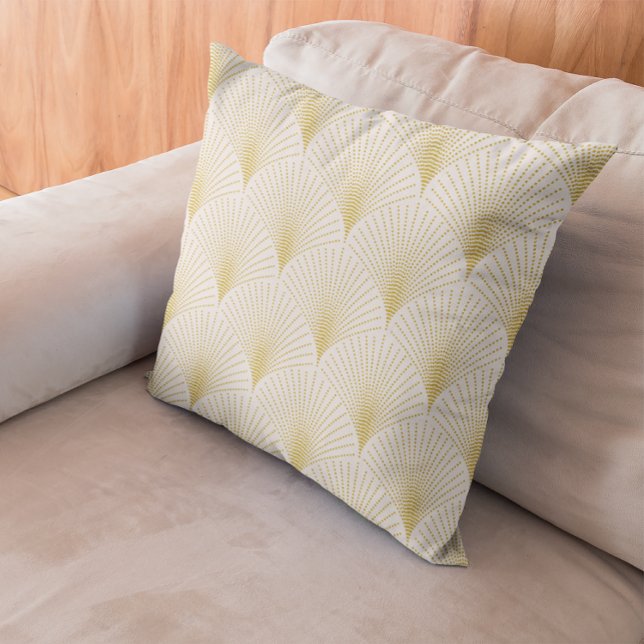 Art-Deco Geometric Pattern In Gold & White Cushion (Creator Uploaded)