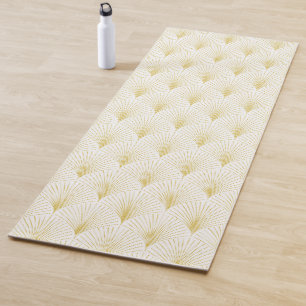 Art Deco Geometric Pattern In Gold & White Yoga Mat