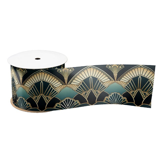 Art Deco Geometric Patterned Thick Satin Ribbon (Spool)