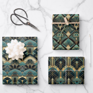 Art Deco Geometric Patterned Wrapping Paper Sheet